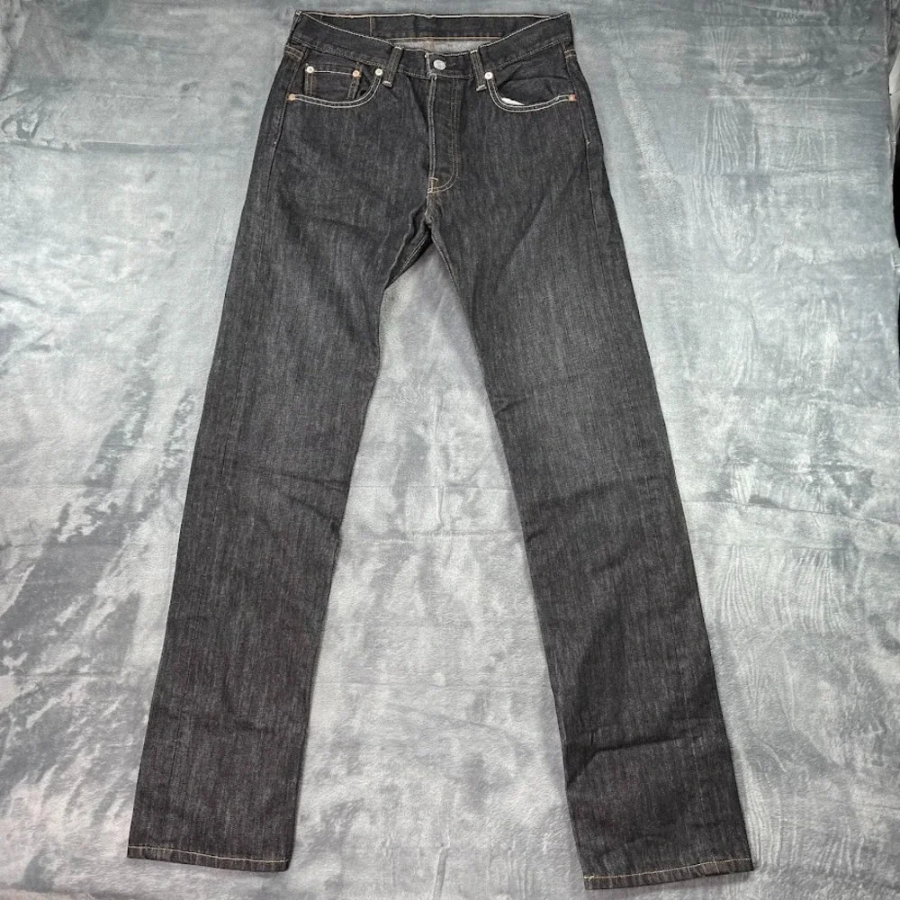 Levis 501 Original Fit Jeans Mens 30x34 Faded Black Straight Leg Button Fly